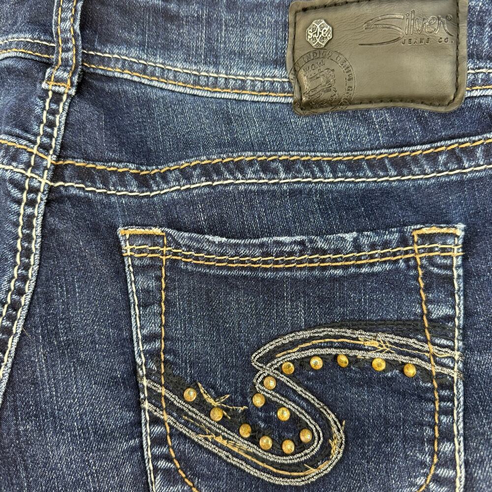 Silver Jeans Women's 27X33 (4) Blue Mid Slim Boot Cut Rivetted Pocket Western - Picture 4 of 15